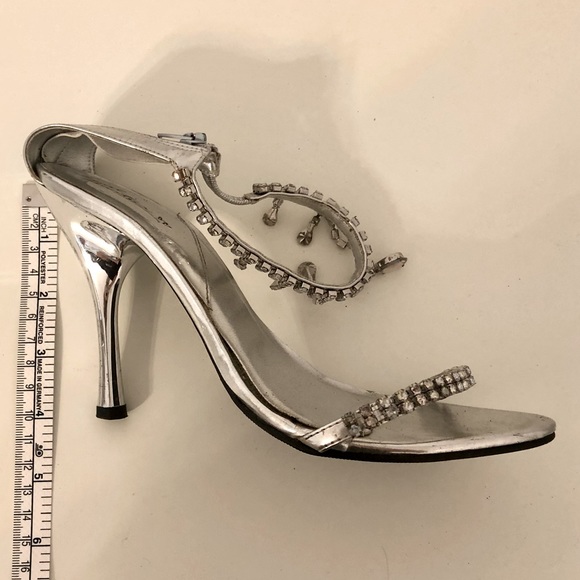 Ankle Strap Dangling Crystal Rhinestone Heels - Picture 3 of 5